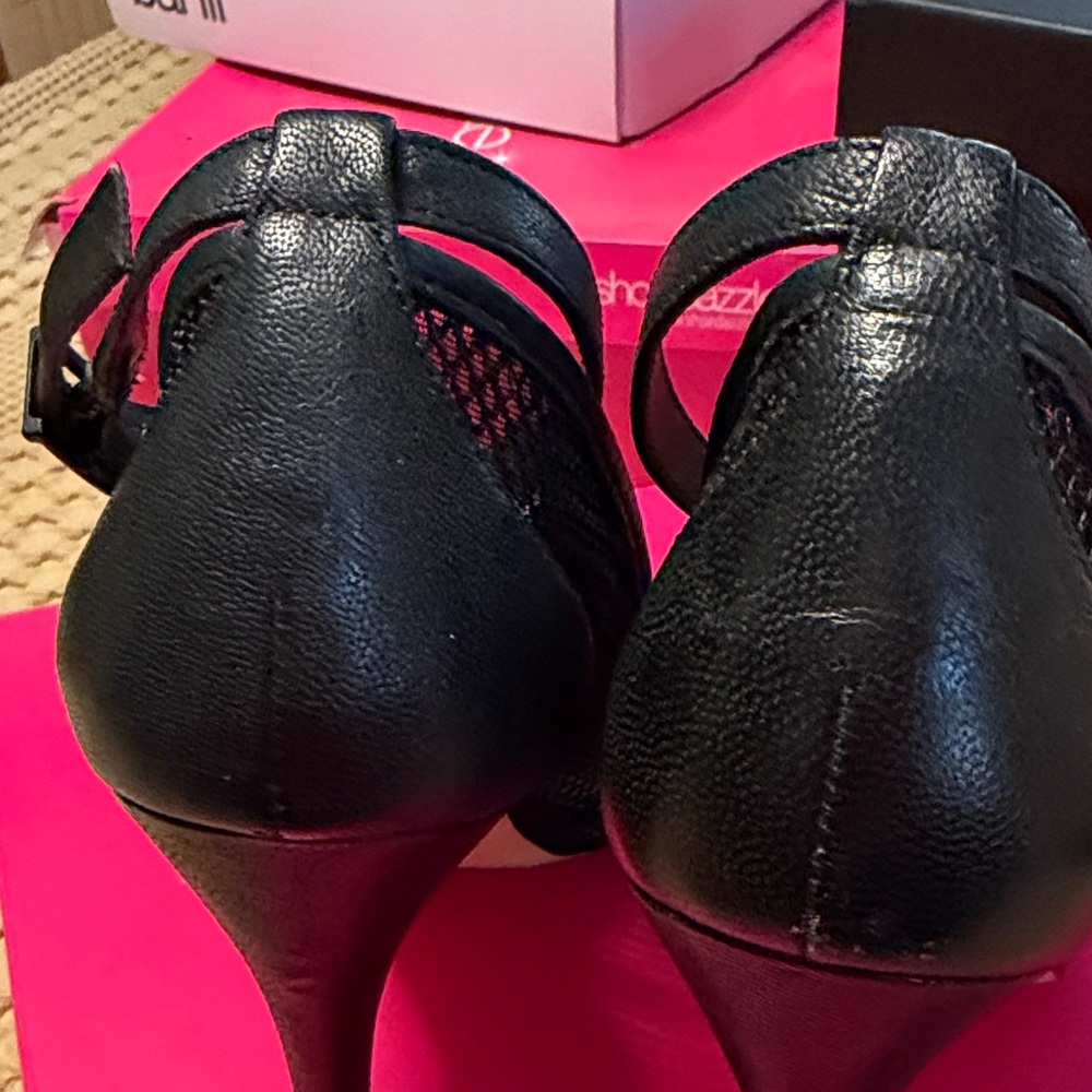 Bcbgeneration Black Pointed-Toe Ankle-Strap Mesh … - image 6